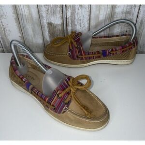 Sperry Top-Sider Firefish Stripe STS98192 Tan Leather Flat Boat Shoes Size 6.5M